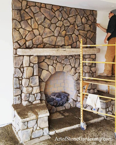 cobblestone fireplace