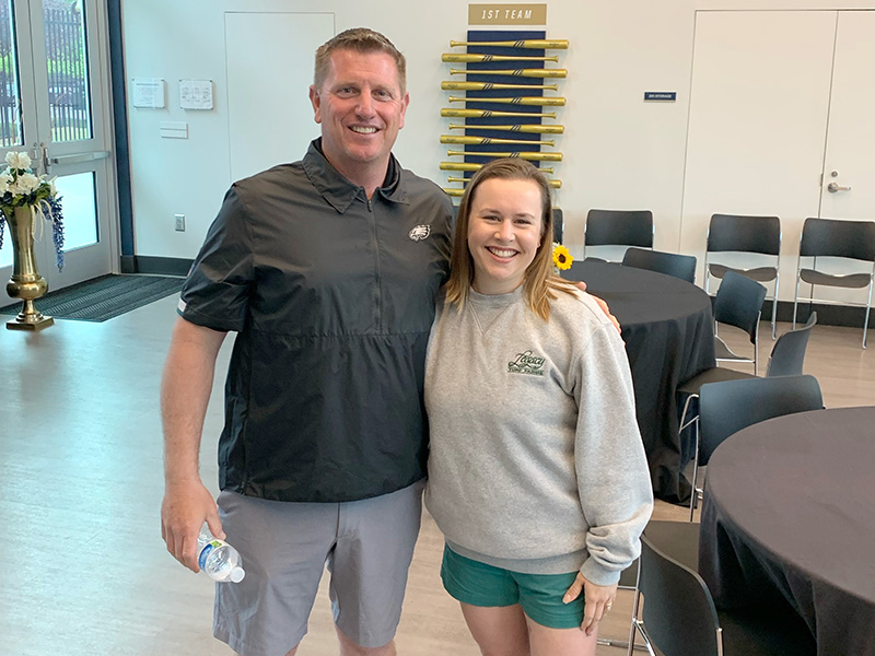 Devon at a Sports Field Managers Association event with Tony Leonard, Director of Grounds for the Philadelphia Eagles